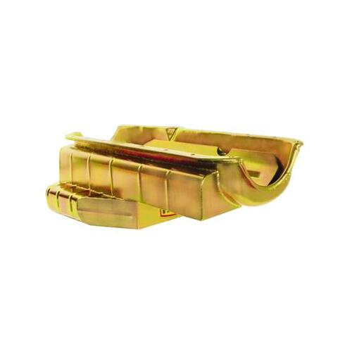 MILODON Oil Pan, Steel, Gold Iridite, 7 qt, For Chevrolet, Small block, LH Dipstick, Uses Internal Pump & Pickup, Each