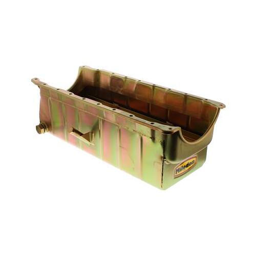 MILODON Oil Pan, Steel, Gold Iridte, 10 qt., For Chevrolet, Big Block, Mark V, Marine, Fits Offshore & Jet Drive, Each