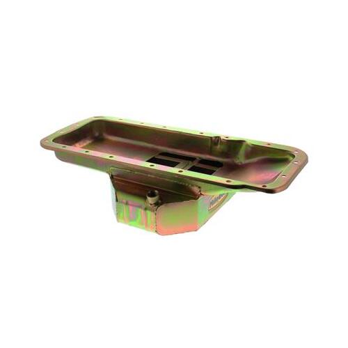 MILODON Oil Pan, Pro Touring, Steel, Gold Iridite, 7 qt., Mopar, Big Block, B/RB/Hemi, Fits A, B and E Bodies, Comp Baffling, Each