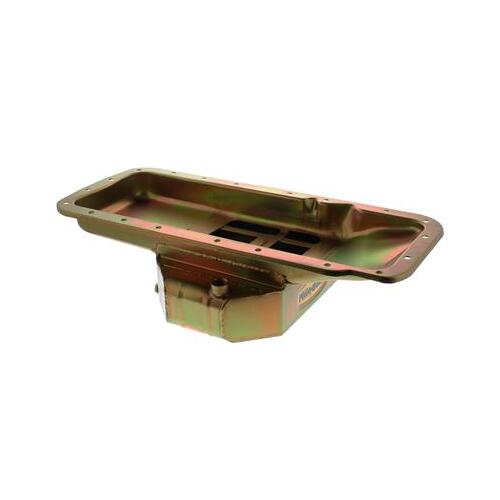 MILODON Oil Pan, Pro Touring, Steel, Gold Iridite, 7 qt., Mopar, Big Block, B/RB/Hemi, Fits A, B and E Bodies, Comp Baffling, Each