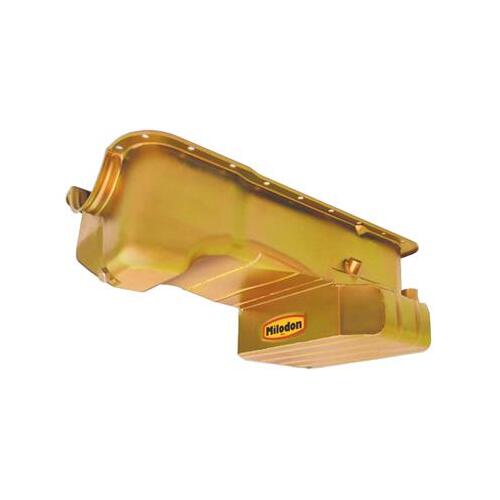 MILODON Oil Pan, Pro Touring, Steel, Gold Iridite, 7 qt, For Ford, Small Block, 5.0L, Each