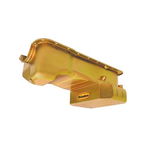 MILODON Oil Pan, Pro Touring, Steel, Gold Iridite, 7 qt., For Ford, Small Block, 5.0L, Each