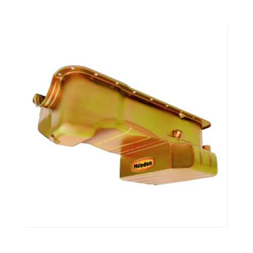 MILODON Oil Pan, Pro Touring, Steel, Gold Iridite, 7 qt, For Ford Small Block, 351W, Fits 1979-Up Fox Chassis, Comp Baffling, Each