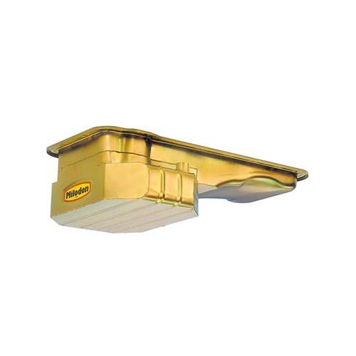 MILODON Oil Pan, Pro Touring, Steel, Gold Iridite, 7 qt, For Ford, Big Block, FE, Fits Front Sump Chassis, Comp Baffling, Each