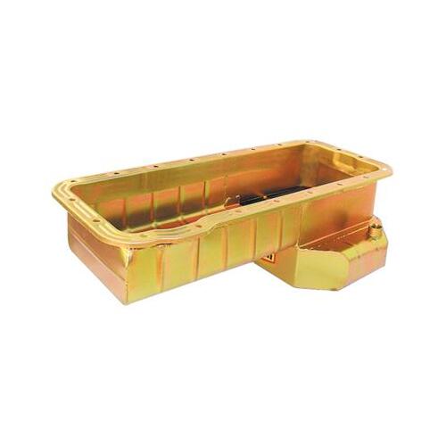 MILODON Oil Pan, Pro Touring, Steel, Gold Iridated, 7 qt, For Ford, Cobra, Cobra Kit Cars, Mustang, Each