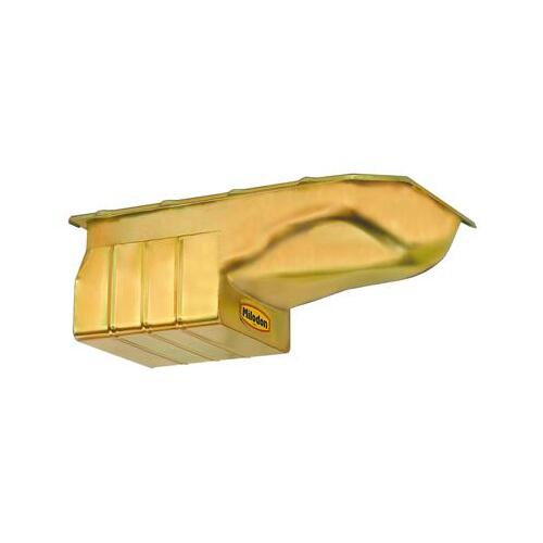 MILODON Oil Pan, Pro Touring, Steel, Gold Iridite, 6 qt, For Pontiac V8, Competition Baffling, Each