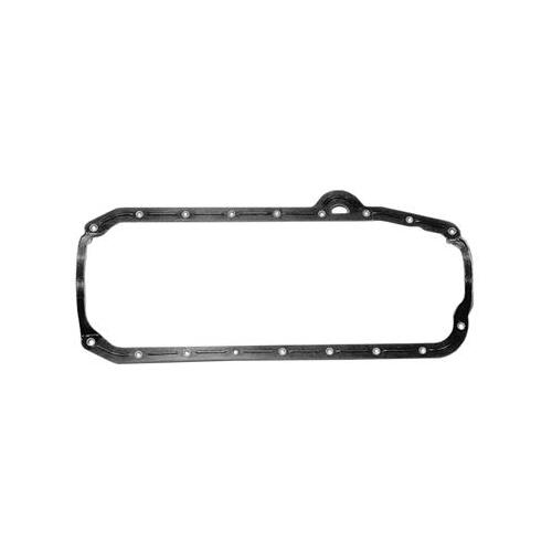 MILODON Oil Pan Gasket, 1-Piece, Rubber/Steel Core, For Chevrolet, For GMC, Small Block, Thick front, Drivers Side Dipstick, Each