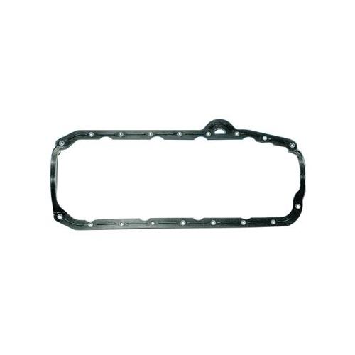 MILODON Oil Pan Gasket, 1-Piece, Rubber/Steel Core, For Chevrolet, Small Block, Notched for 4 in. Stroke, Each
