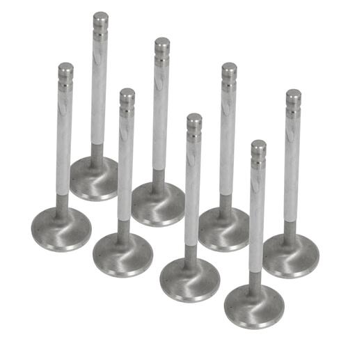 MILODON Valves, Exhaust, Race, Stainless Steel, 1.60 in. Dia, +.200 Long, For Chevrolet, Small Block, 350, 383, 400, Set of 8