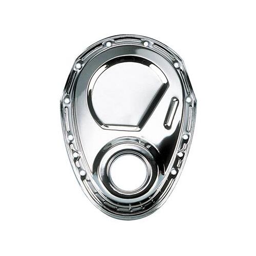 MILODON Timing Cover, 1-Piece, Steel, Chrome Plated, For Chevrolet, Small Block, Each