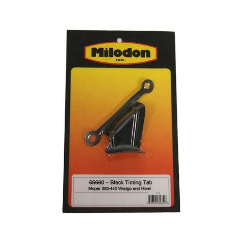 MILODON Timing Pointer, Steel, Black Powdercoated, For Chrysler, For Dodge, For Plymouth, Big Block, Hemi, Each