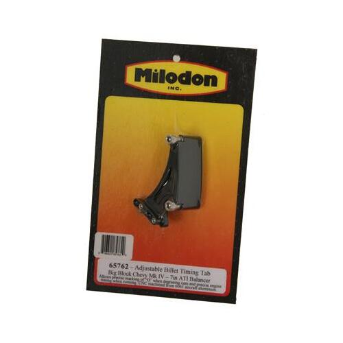 MILODON Timing Pointer, Billet Aluminum, Black, 7.074 in. Diameter Balancer, For Chevrolet, Each