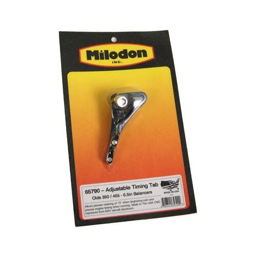 MILODON Timing Pointer, Adjustable, Billet Aluminum, Black, 6.50 in. Balancer Diameter, For Oldsmobile, 350, 400, 425, 455