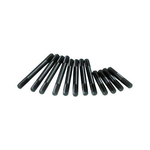 MILODON Cylinder Head Studs, Chromoly, Black Oxide, 12-Point Head, For Chevrolet, Small Block, Stock, Aftermarket Heads, Set