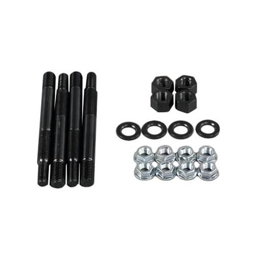 MILODON Engine Studs, Steel, Black Oxide, 7/16 in.-14 Base, 7/16 in.-20 Top, 2.750 in. Length, Set of 4