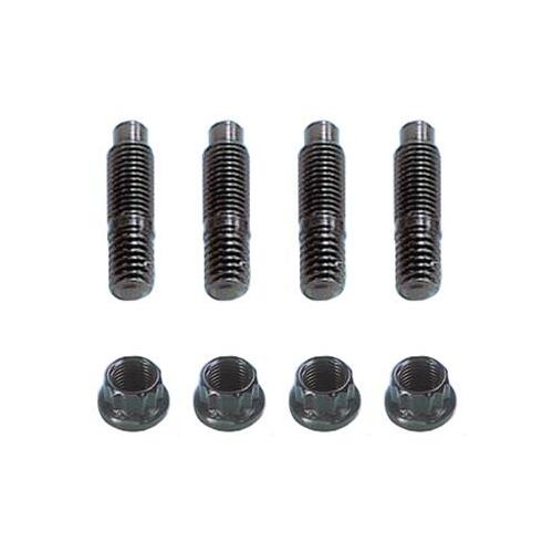 MILODON Header Studs, 12-Point Nuts, Chromoly, Black Oxide, For Chevrolet, Small Block, Set of 12