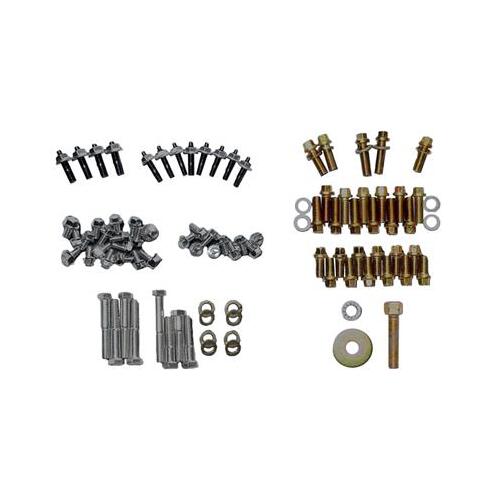 MILODON Engine Accessory Bolts, Hex Head, Steel, Black Oxide/Cadmium, For Chevrolet, Big Block, Kit