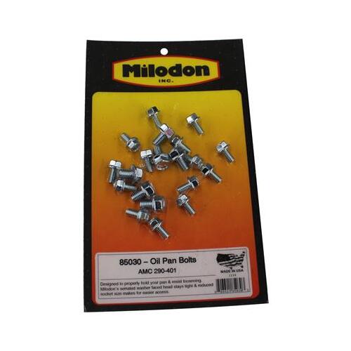 MILODON Oil Pan Bolts, Steel, Cadmium, Hex Head, AMC, Kit