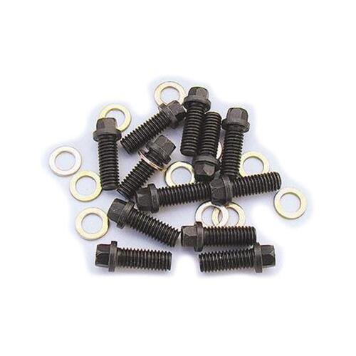 MILODON Bolts, Intake Manifold, Steel, Black Oxide, Hex Head, For Chevrolet, Small Block, Kit