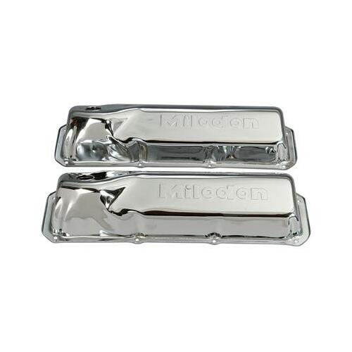 MILODON Valve Covers, Stock, Steel, Chrome, Milodon Logo, For Ford, Cleveland, Modified, Pair