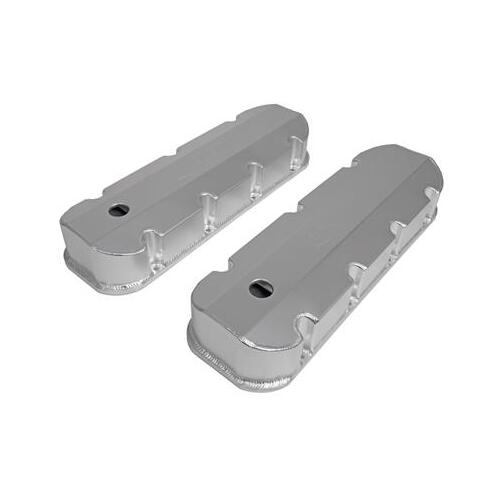 MILODON Valve Covers, Fabricated Aluminum, Natural, 3.5 in. Tall, Plain, For Chevrolet, Perimeter Bolt, Big Block, Pair