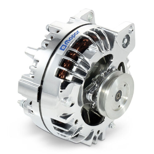 Mopar Performance , 110 AMP Alternator Chrome, 1-Wire, Chrysler/MOPAR; w/ Internal Regulator, V-Pully