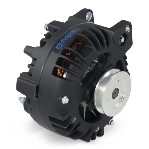 Mopar Performance , 110 AMP Alternator Black Crinkle, 1-Wire, Chrysler/MOPAR; w/ Internal Regulator, V-Pully