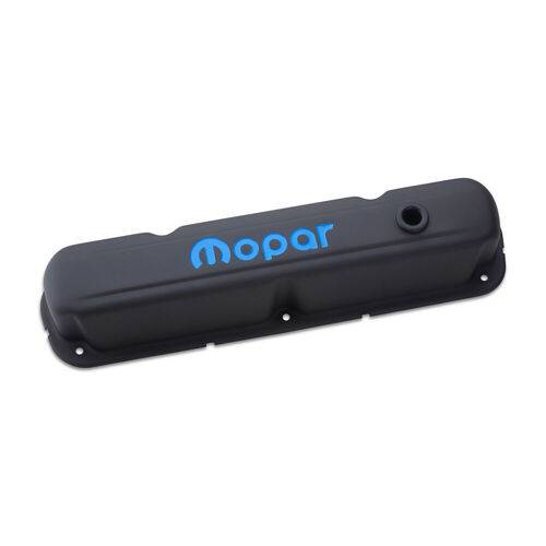 Mopar Valve Covers MOPAR ® Emblem, Black Crinkle; Tall, Perimeter Bolt; Recessed Emblems