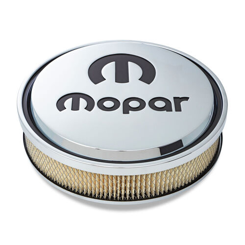 Mopar Performance , Slant-Edge Air Cleaner MOPAR Emblem, Chrome; Recessed Black Emblem