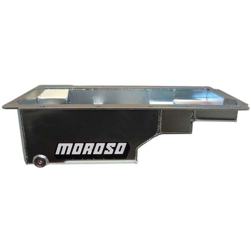 Moroso Oil Pan, Steel, Wet Sump, 7 Qt., GM LS, Rear Sump, F-Body, 93-02, Spin-On Oil Filter Adapter, Each