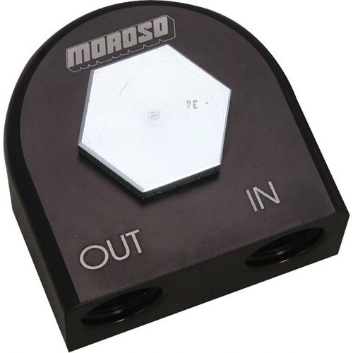 Moroso Oil Filter Adapter, Remote, 90 Deg 13/16 In-16 Thr, For Chevrolet Small/Big Block,, Each