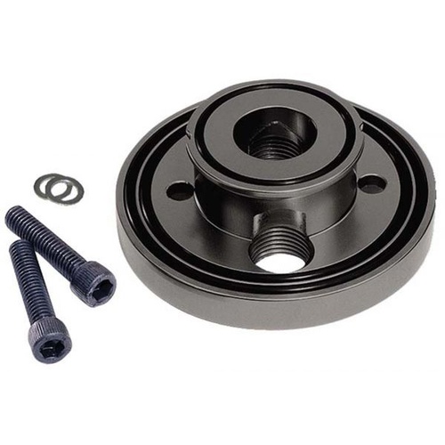 Moroso Adapter, Oil Filter Bypass, Bolt-On, Aluminium, Black Anodized, -10 AN O-ring Inlet/Outlet, Kit