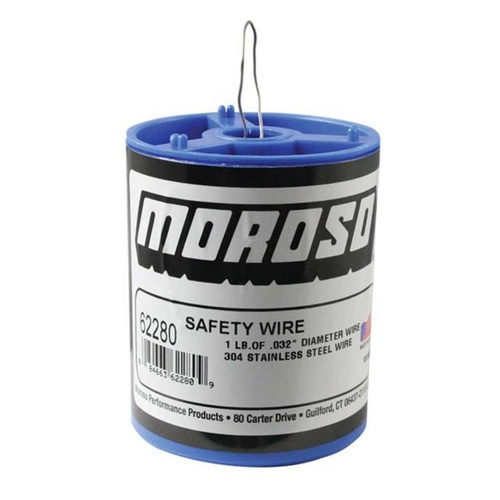 Moroso Safety Wire, Stainless Steel, .032in. Dia., 1 lb. Can, Each