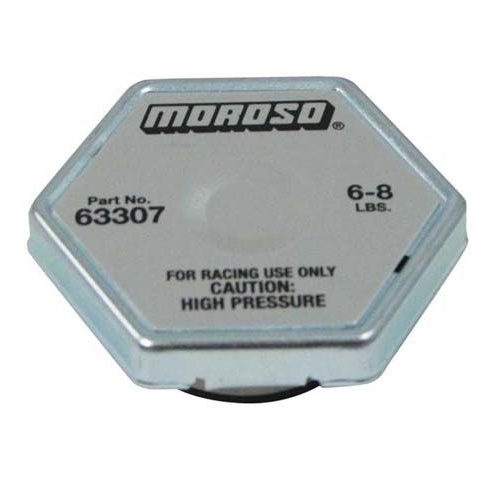 Moroso Radiator Cap, Steel, Hexagon, Logo, 6-8 psi, Each