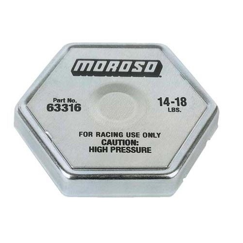 Moroso Radiator Cap, Steel, Hexagon, Logo, 14-18 psi, Each