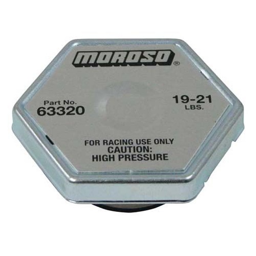 Moroso Radiator Cap, Steel, Hexagon, Logo, 19-21 psi, Each