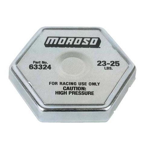 Moroso Radiator Cap, Steel, Hexagon, Logo, 23-25 psi, Each
