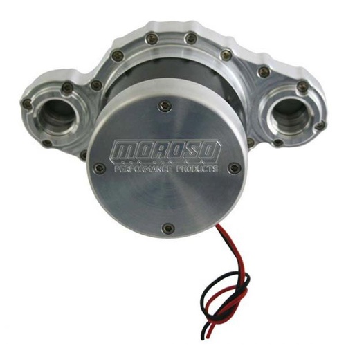 Moroso Water Pump, Electric, 30-37 gpm, Billet Aluminium, Clear Anodized, Remote Mount, Quad Outlet, Each