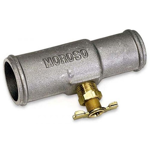 Moroso Cooling System Hose Drain, Aluminium, Natural, 1 1/4in. to 1 9/16in. Hose, Male Hose Barb, Each