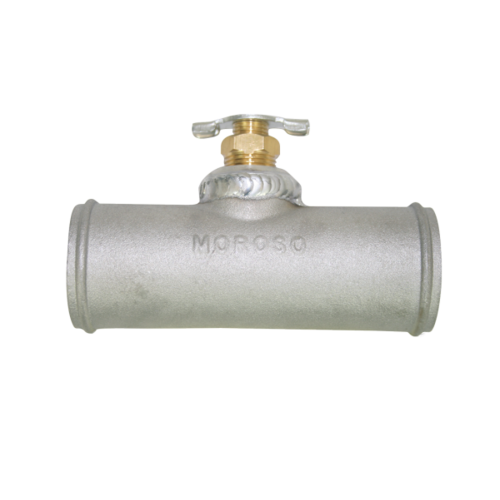Moroso Cooling System Hose Drain, Aluminium, Natural, 1 1/2in. to 1 1/2in. Hose, Male Hose Barb, Each