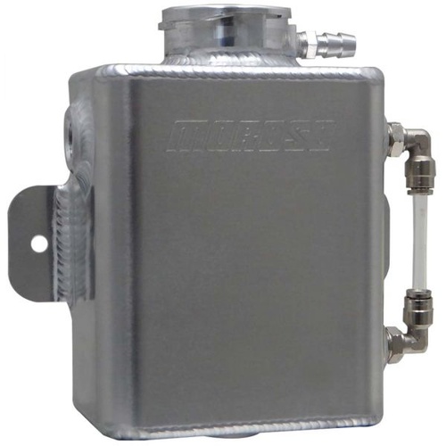 Moroso Coolant Expansion Tank, Fabricated Aluminium, Natural, 1 1/4 Quart, With Sight Tube, Each