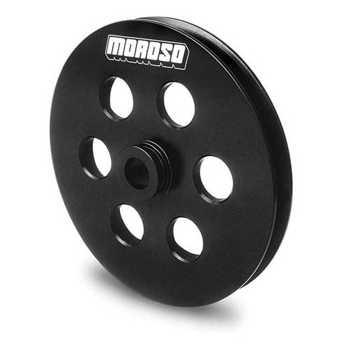 Moroso Power Steering Pulley, V-Belt, 1-Groove, Aluminium, Black Powdercoated, .664in. Bore, For Chevrolet, Each