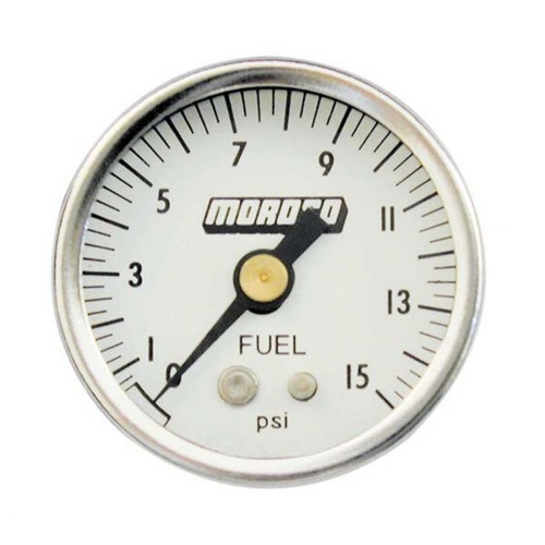 Moroso Gauge, Fuel Pressure, 0-100 psi, 1 1/2in., Analog, Mechanical, White Face, Each