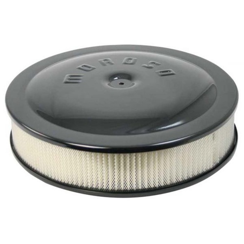 Moroso Air Cleaner Top, 14in. Dia., Aluminium, Clear Powdercoated, Logo, Each
