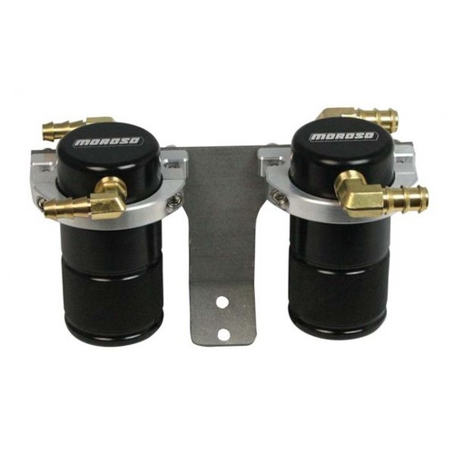Moroso Air-Oil, Separator Tank, Aluminium, Black Anodized, 2.125in. Dia., 4.5in. Height, For Ford, Kit