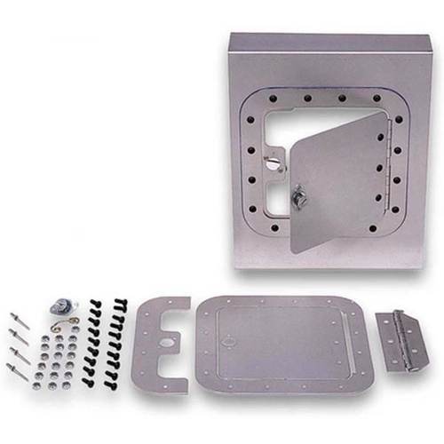 Moroso Fuel Door, Aluminium, Natural, Square, 6in. x 6in. Door, 8 1/8in. x 8 1/8in. Overall, Universal, Each