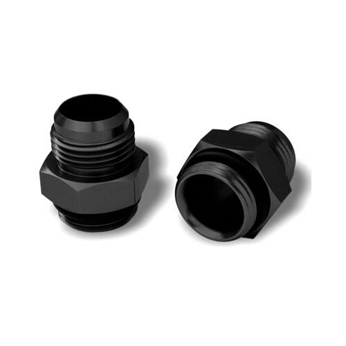 Moroso Fitting, Straight, Male, -12 AN to Straight Cut Male -12 AN O-Ring, Aluminium, Black Anodized, Pair