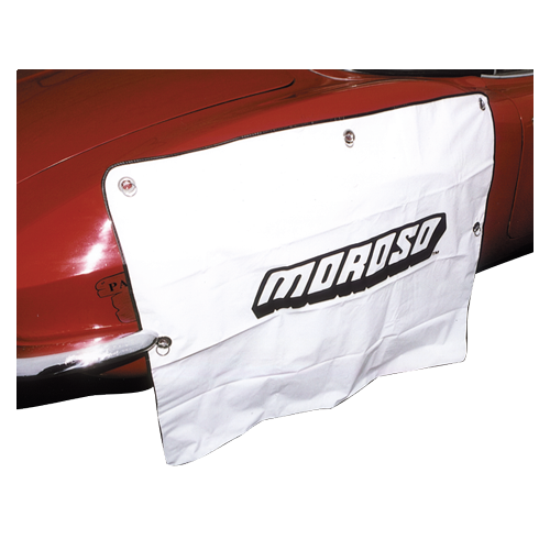 Moroso Tire Cover, White, Vinyl, Suction Cup, for Tires up to 42in. Wide and 36in. Long, Logo, Each