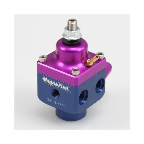 MAGNA FUEL Fuel Pressure Regulator, Boost Reference, Blue, -10 AN Inlet, Two -8 AN Outlets, 4-12 psi, Universal, Each