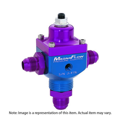 MAGNA FUEL Fuel Pressure Regulator, with Boost Control, 4-12 psi, Gasoline, Alcohol, Aluminium, Blue Anodized, Each